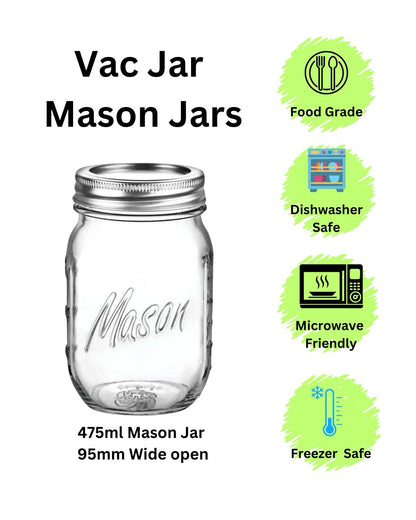 vac Jar Mason Jars 475ml 95mm Wide open 